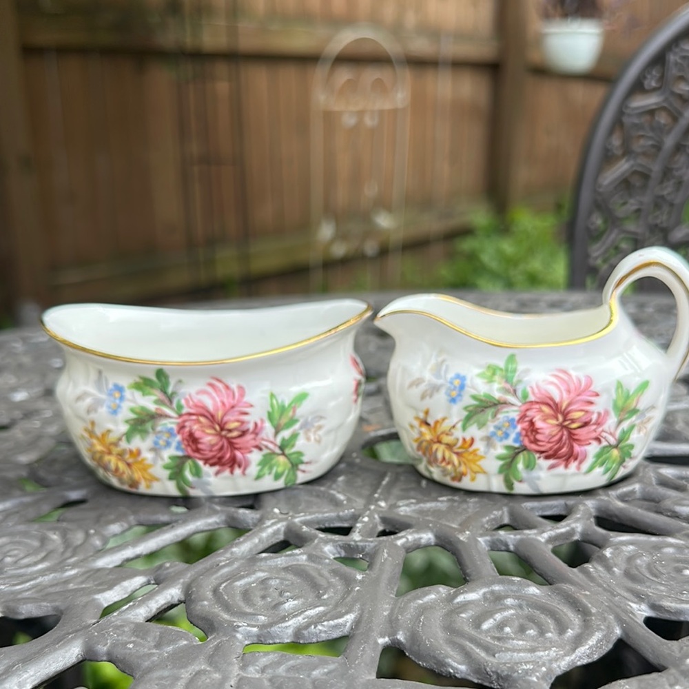 Hammersley Autumn Glory Creamer and Sugar Fine Bone China Made in England